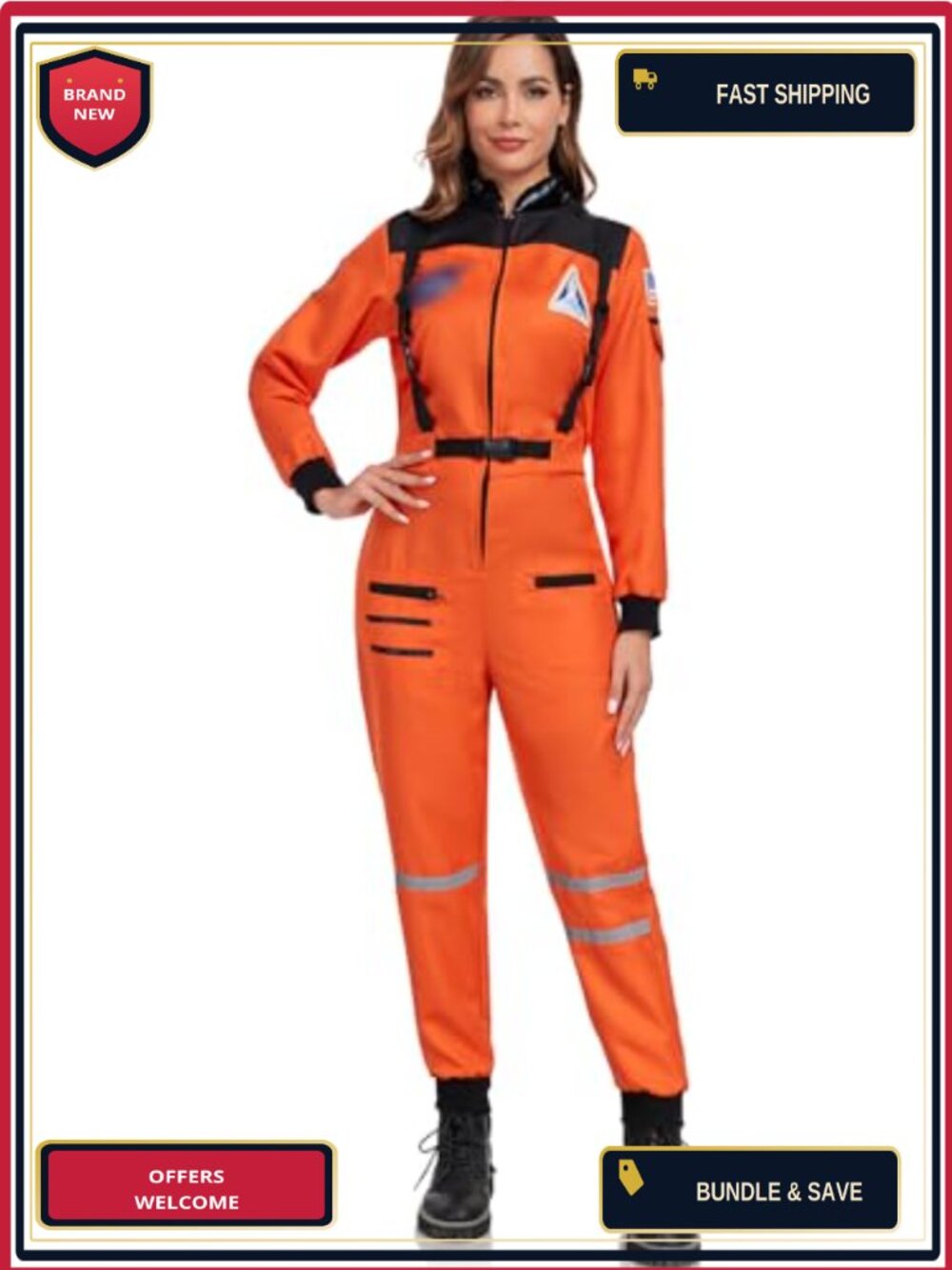 Women's Astronaut Costume Space Suit Jumpsuit Halloween Cosplay